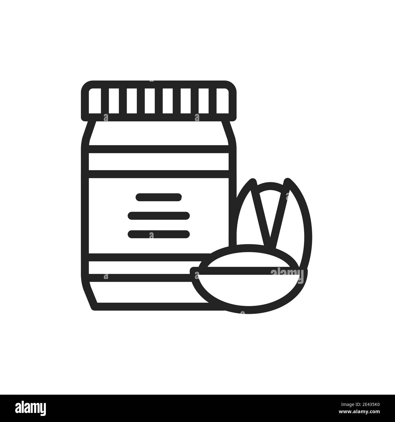 Pistachio paste color line icon. Isolated vector element. Stock Vector