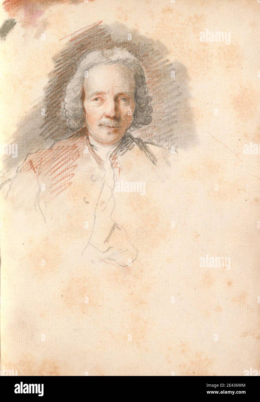 Thomas Patch, 1725–1782, British, Head of an Elderly Man, 1760s. Black chalk, red chalk and gray wash on medium, slightly textured, cream laid paper bound in carta fiorentina. Grand Tour , portrait Stock Photo