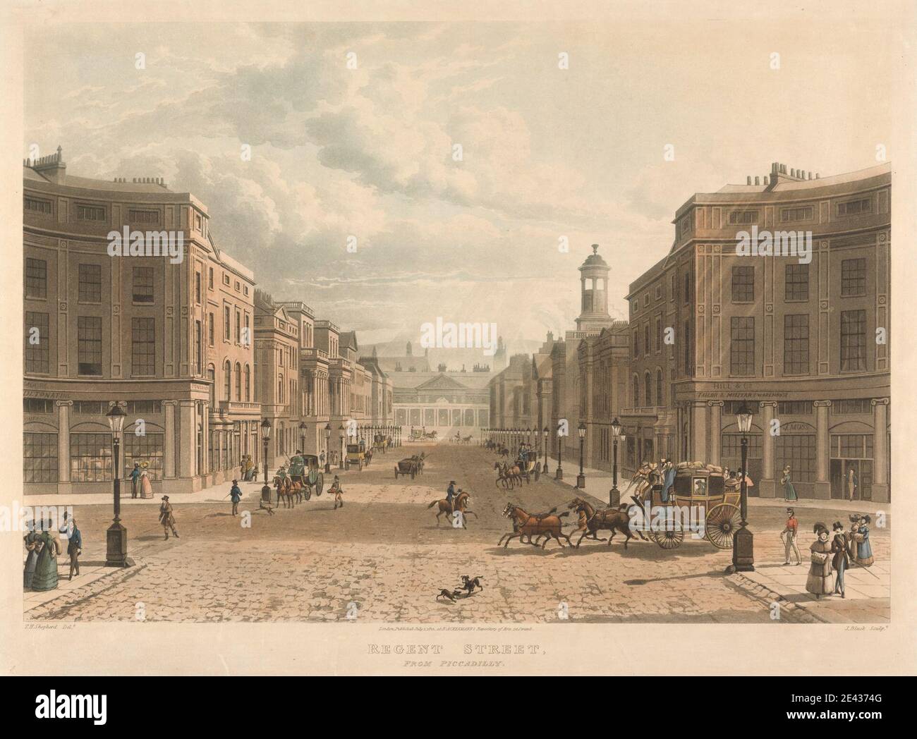 John Bluck, active 1791â€“1831, British, Regent Street, from Piccadilly ...