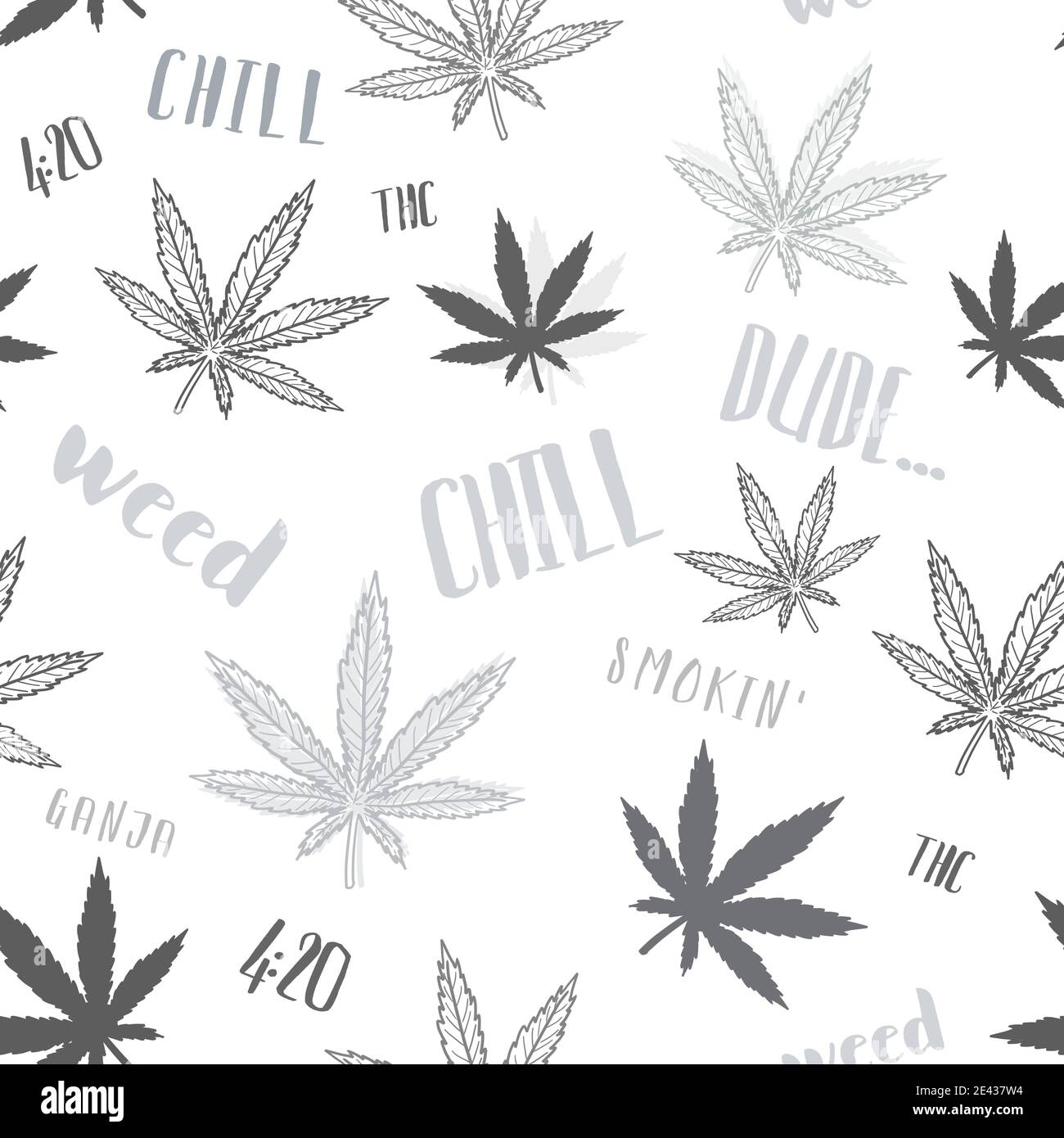 Cannabis seamless texture. Marijuana theme vector pattern. Stock Vector