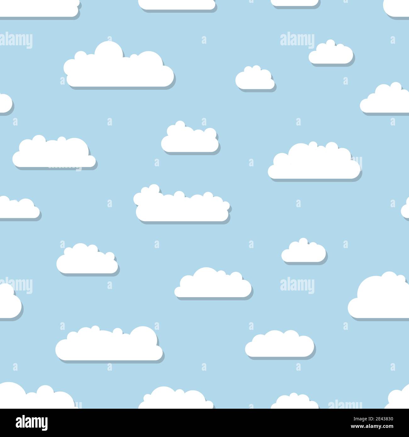Vector White Clouds Background Seamless Cloud Textile Print Pattern 