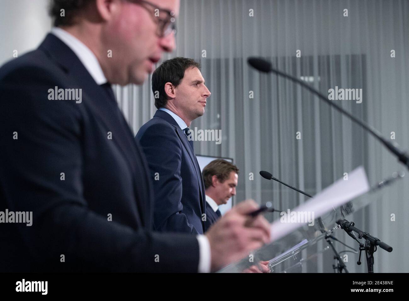 Den Haag Netherlands 21st Jan 2021 The Hague Netherlands January 21 Minister Of Economic Affairs Bas Van T Wout Minister Of Social Affairs And Employment Wouter Koolmees And Minister Of Finance