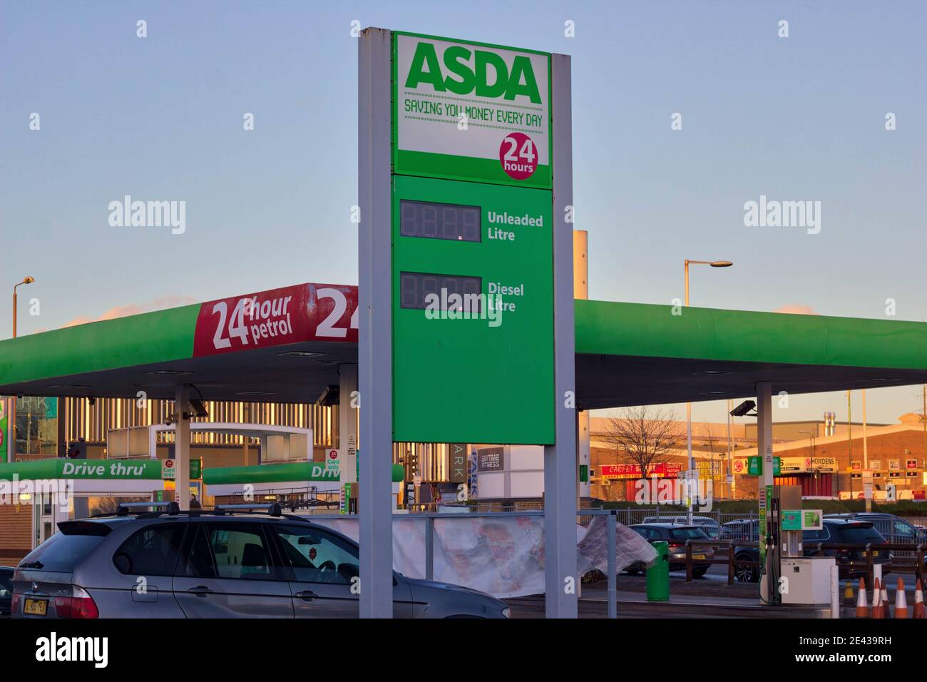 asda petrol fuelling station open 24 hours England, petrol station