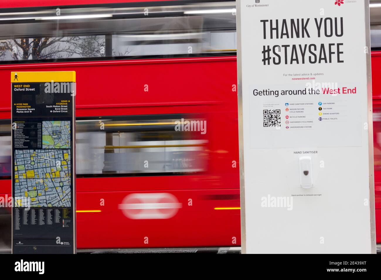 thank you #staysafe poster on oxford street in london west end Stock Photo