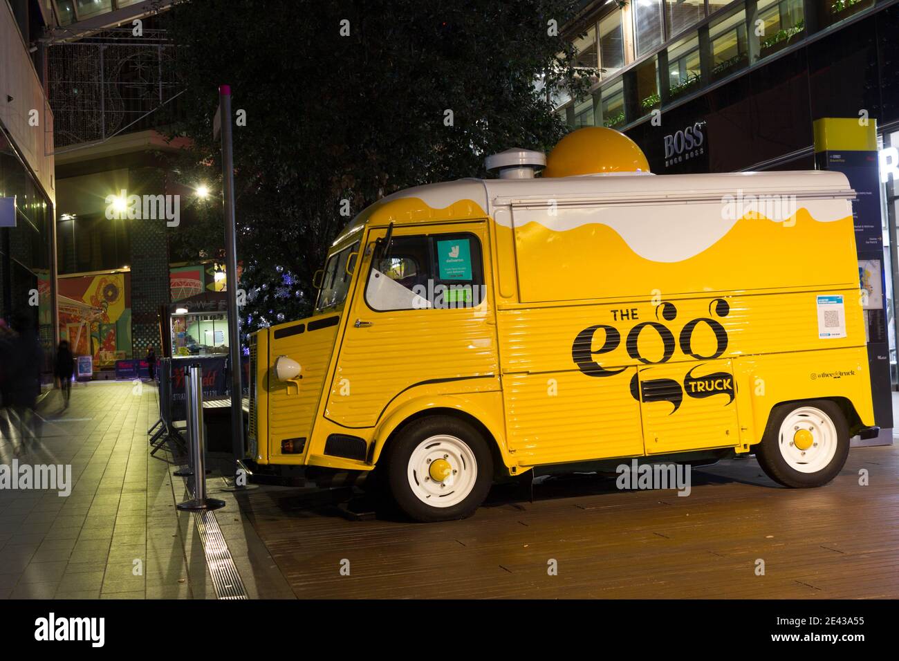 egg café van (trunk) in yellow in Westfield shopping centre Stratford,  London Stock Photo - Alamy