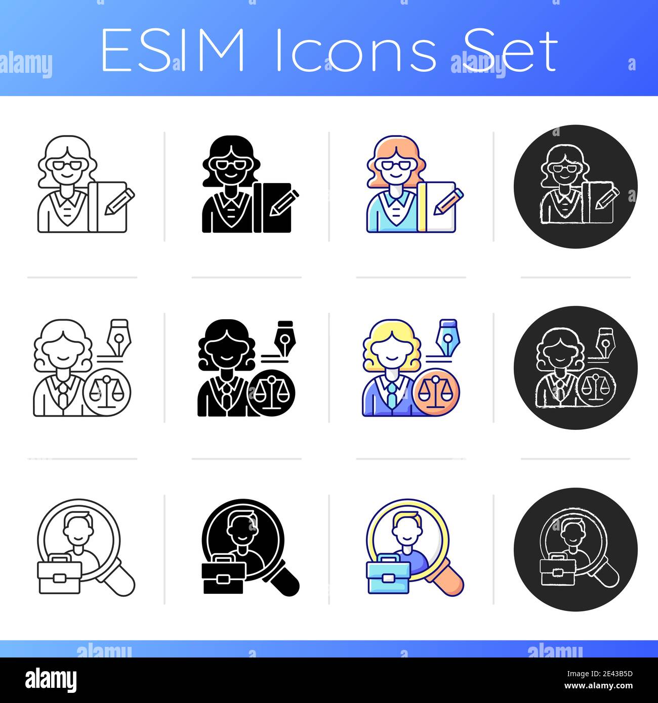 Corporate hierarchy icons set Stock Vector