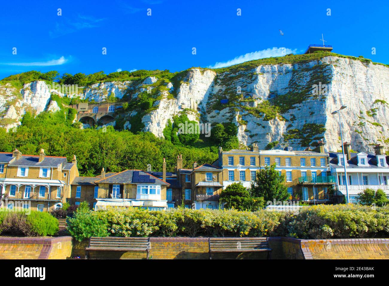 View of A20 road at the foot of the cliffs.White Cliffs of Dover,is the region of English