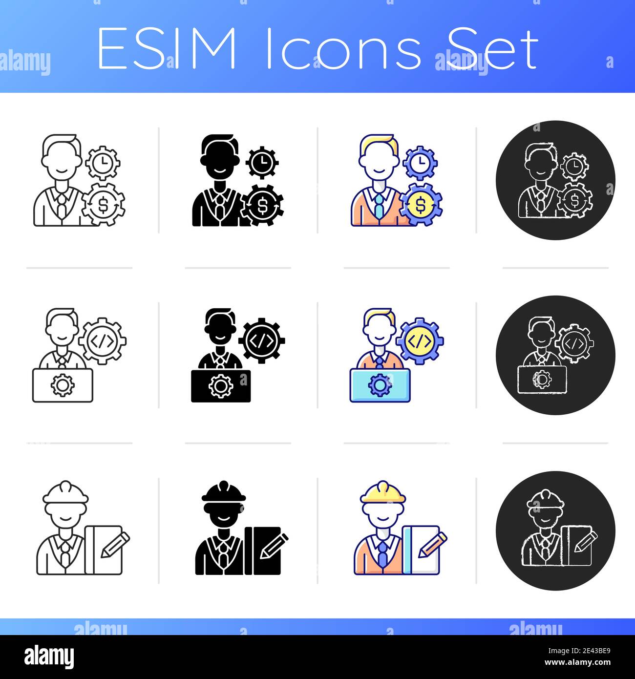 Corporate structure icons set Stock Vector