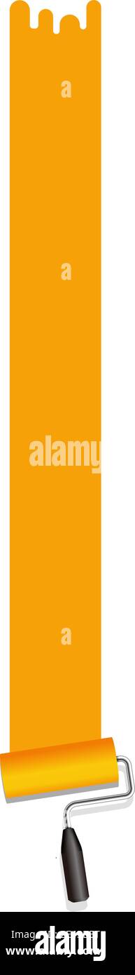 Roller painter, paintbrush vector illustration (Orange) | Long stroke Stock Vector