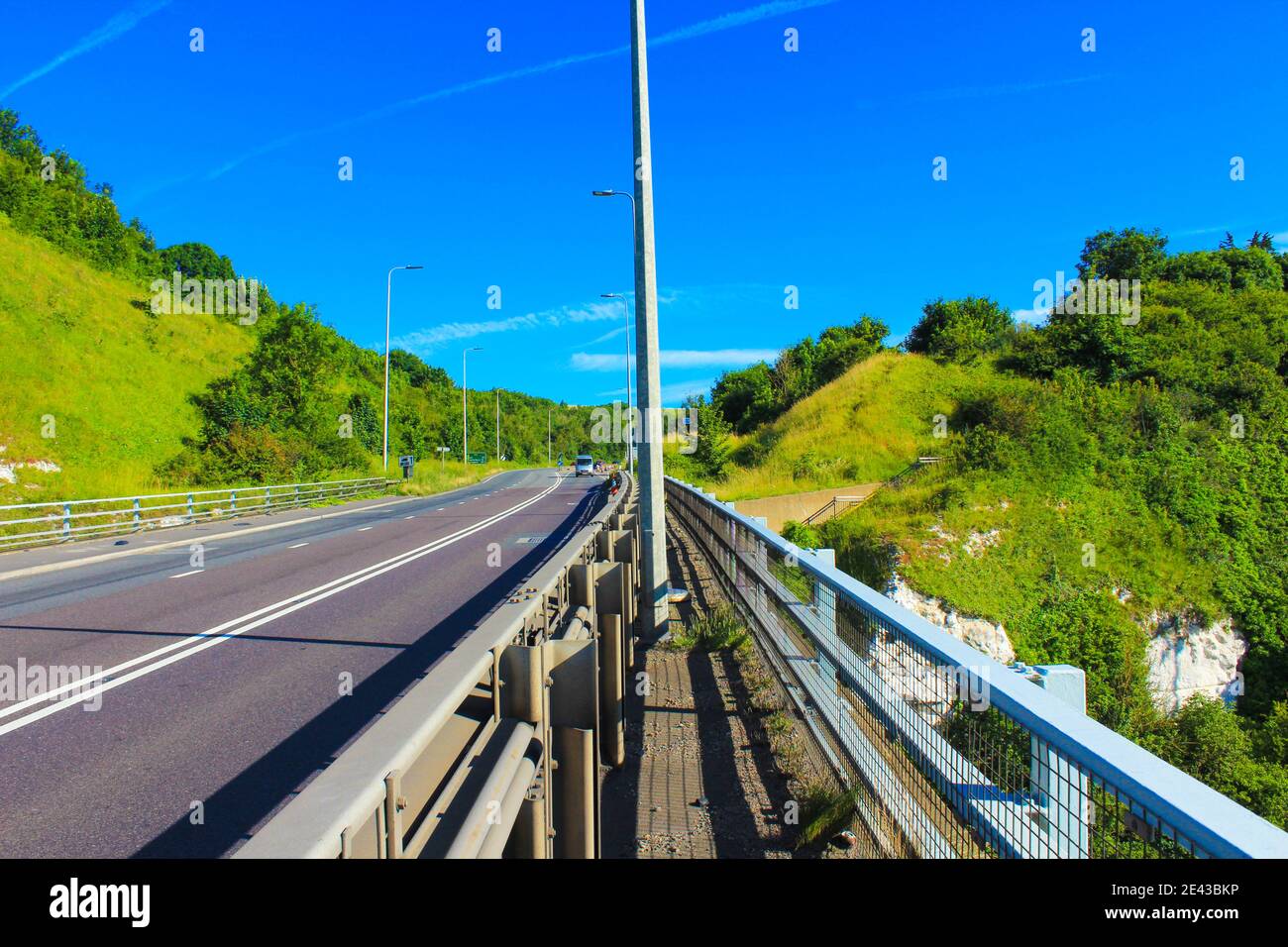 A2 Jubilee Way near Dover-The A2 is a 116km major road in southern England, connecting London with the English Channel port of Dover in Kent. UK Stock Photo