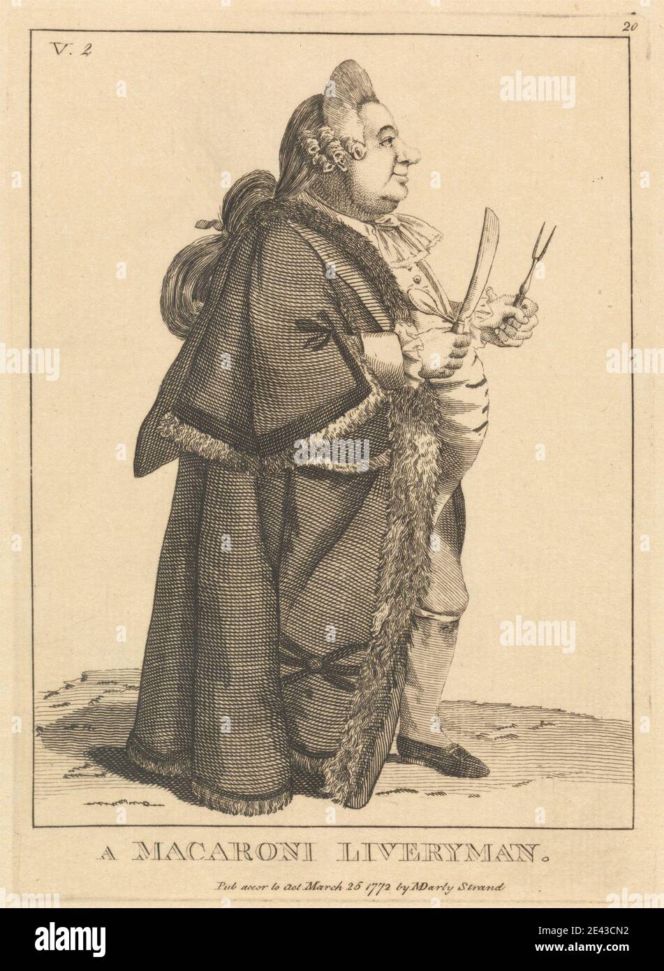 Mary Darly, active 1762 â€“1772, British, A Macaroni Liveryman. Etching