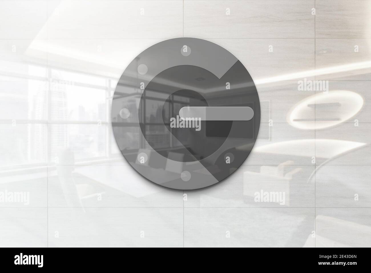 Google authenticator logo wall illustration Stock Photo - Alamy