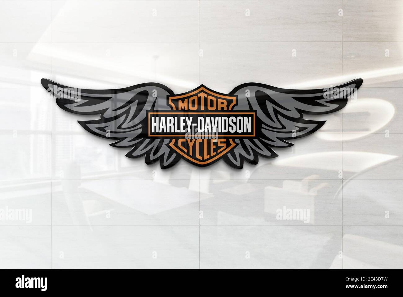 harley davidson logo wall illustration Stock Photo