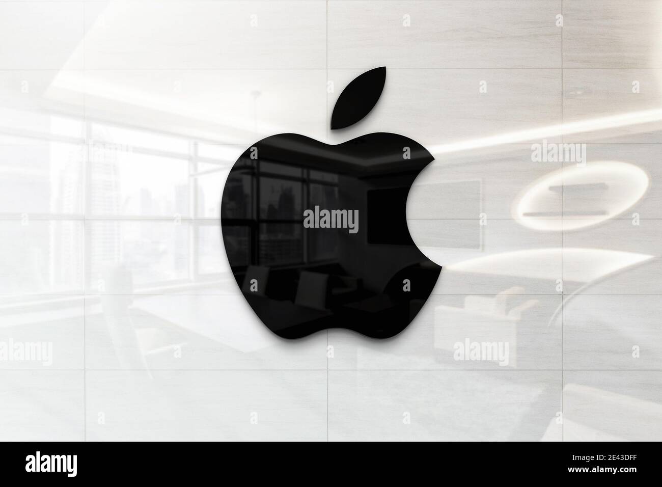 apple logo on wall Stock Photo