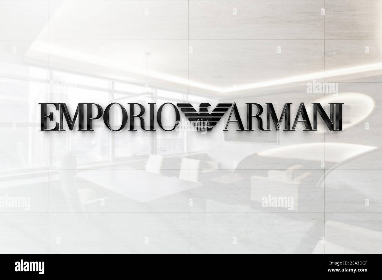 emporio armani logo on wall Stock Photo - Alamy