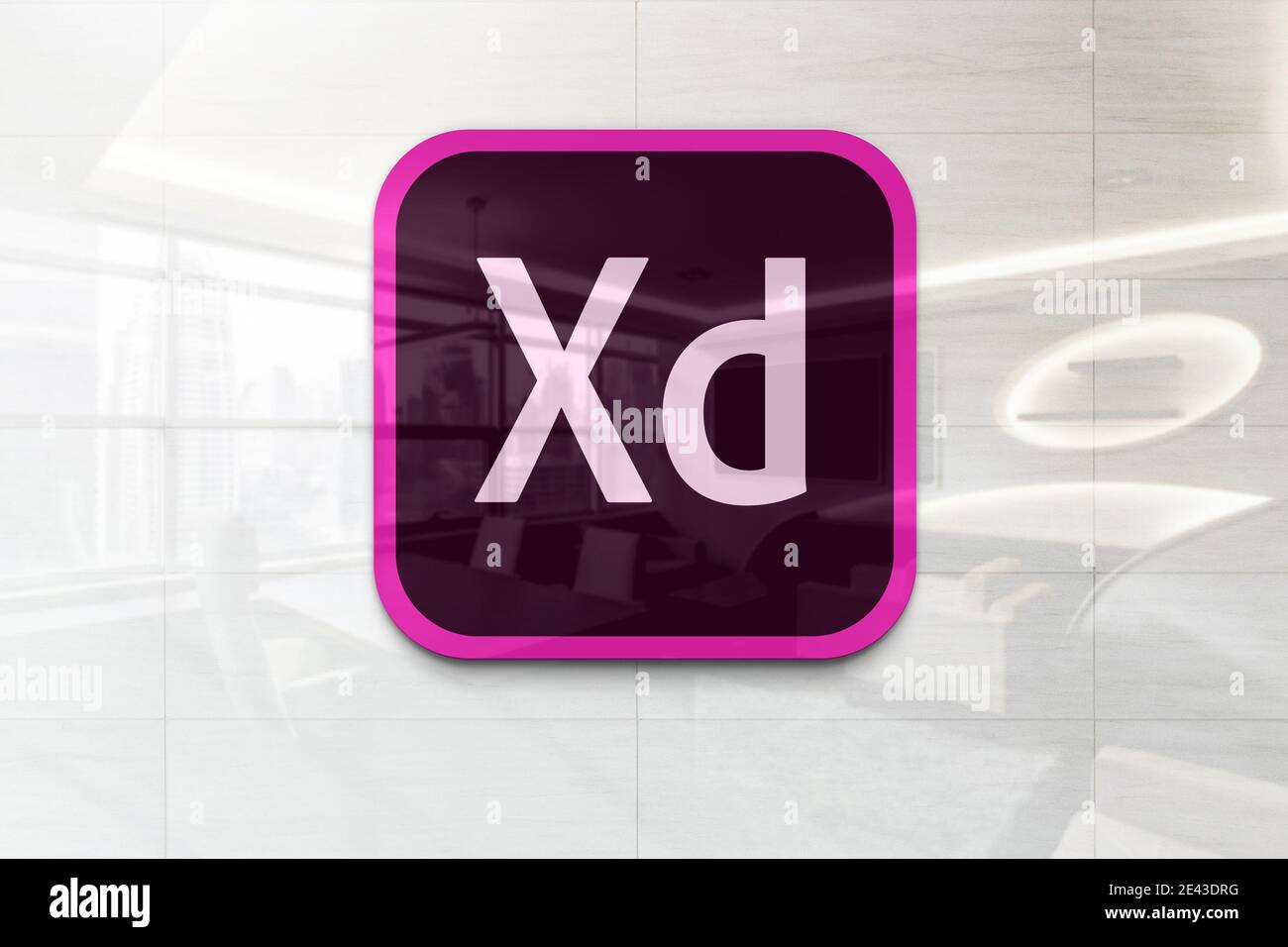adobe xd logo on reflective business wall plaque Stock Photo - Alamy
