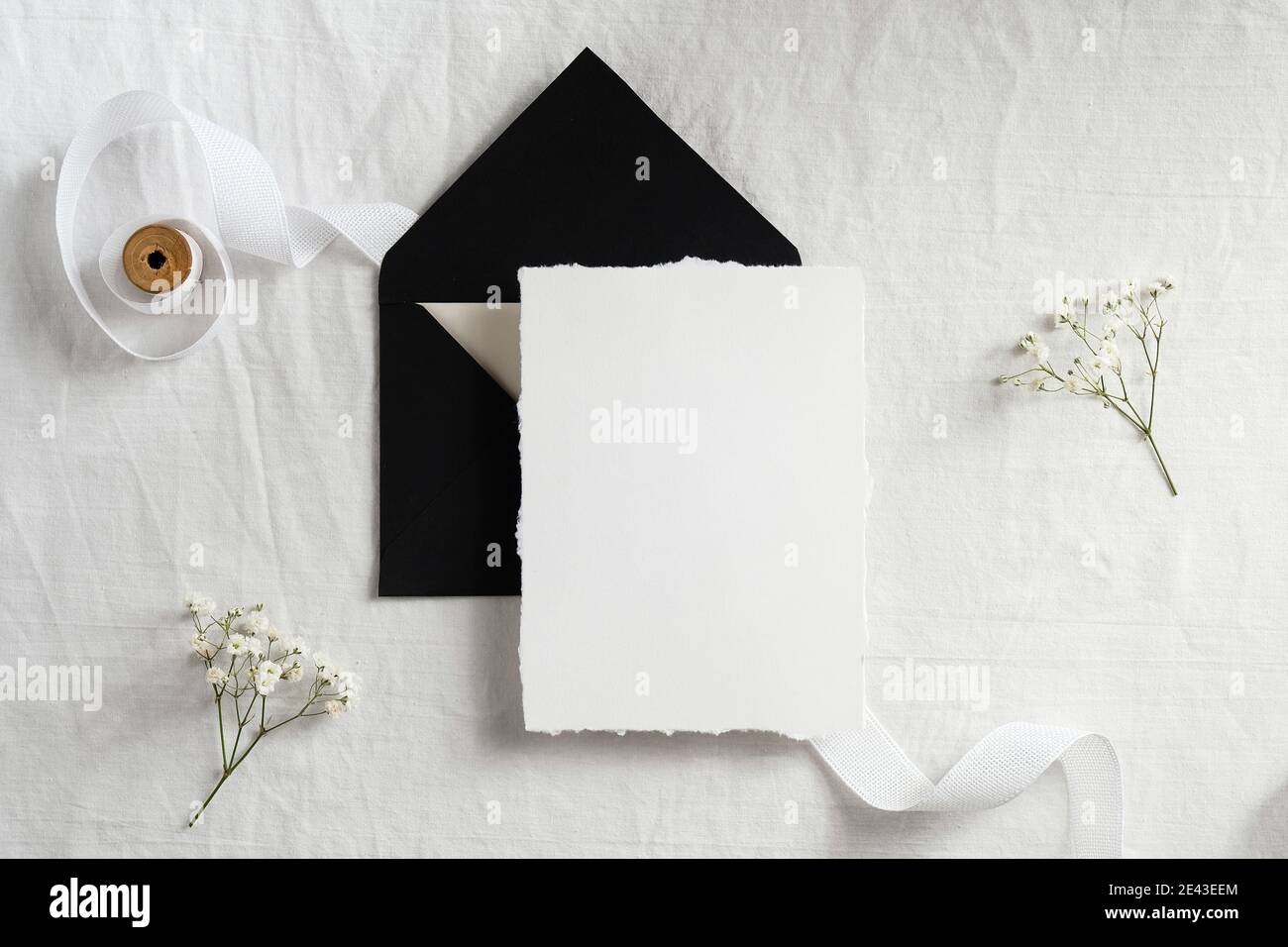 pic Elegant Wedding Invitation Templates Blank https www alamy com wedding invitation template black envelope and blank card on textile background with ribbon and flowers elegant wedding flat lay composition image398374332 html