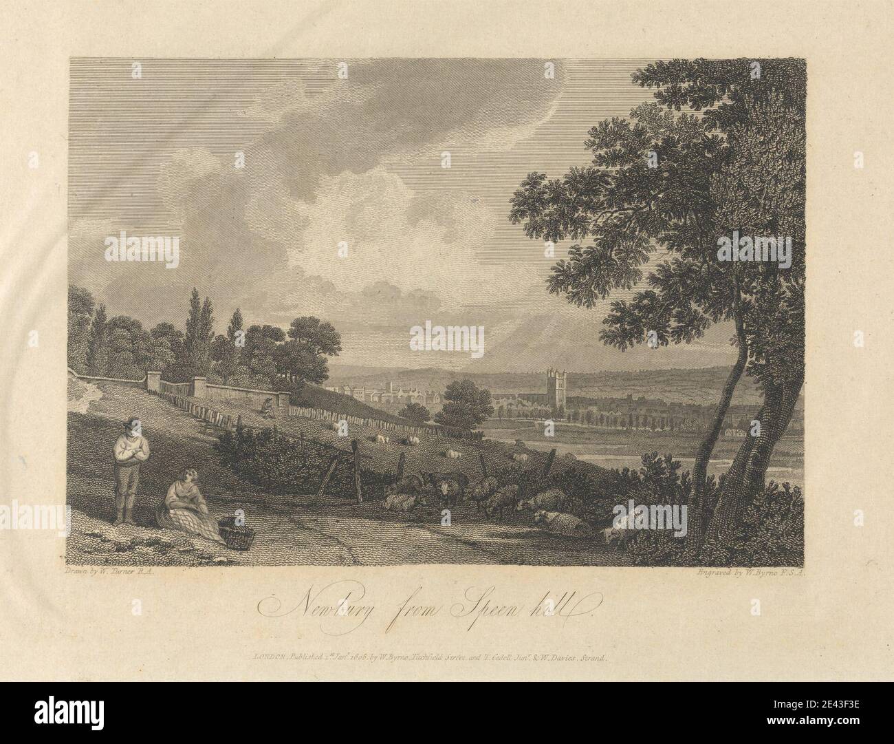 William Byrne, 1743â€“1805, British, Newbury from Speen Hill, 18031810