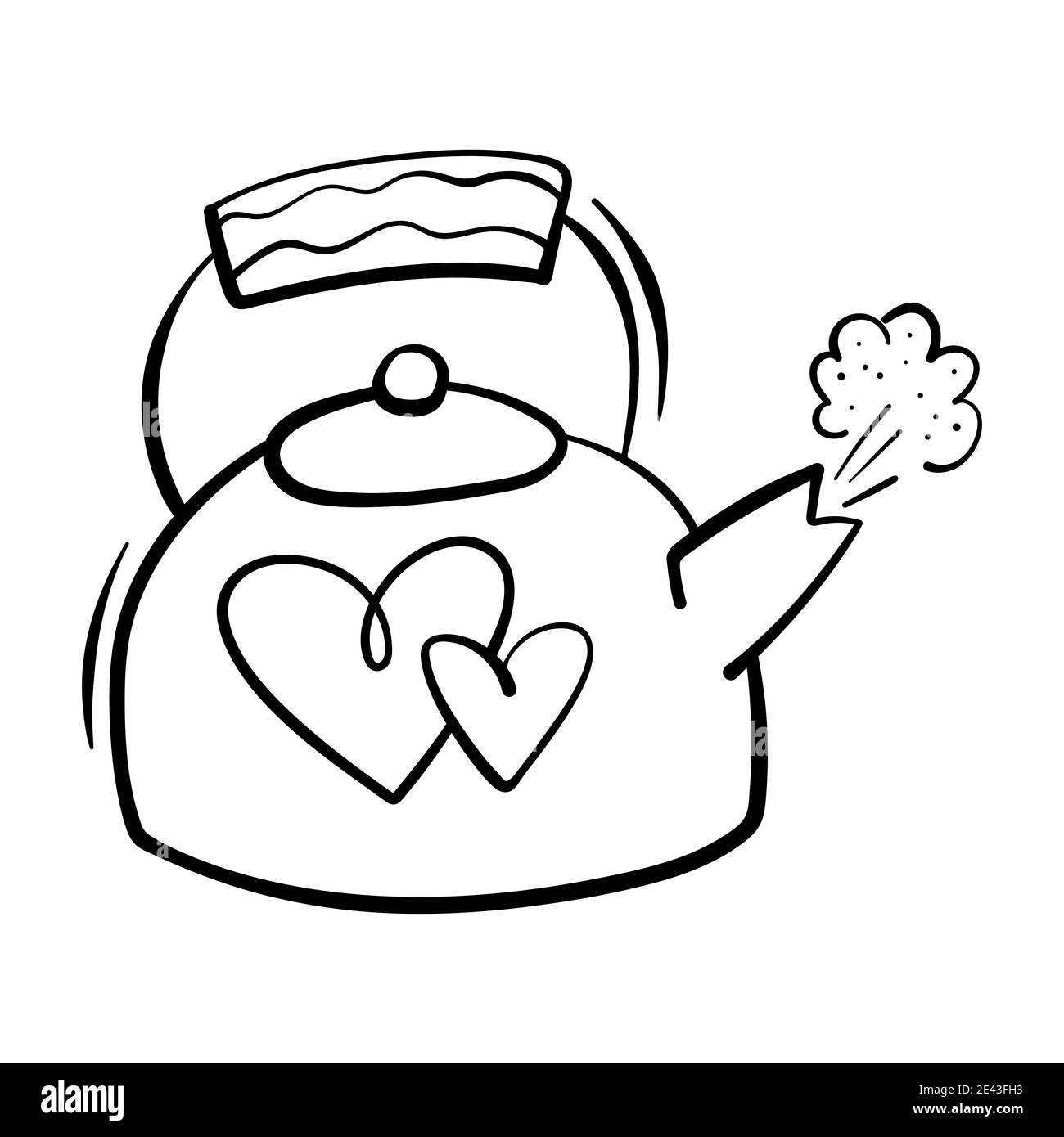 Valentines Day theme doodle Vector icon of hand drawn teapot with heart  shape isolated on a white Stock Vector Image & Art - Alamy