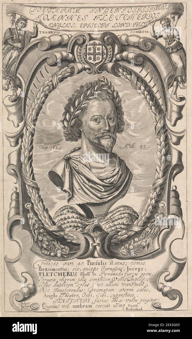 William Marshall, fl. 1617â€“1649, John Fletcher, frontpiece to Berkenhead's and Beaumont's Comedies and Tragedies, undated. Engraving. Stock Photo