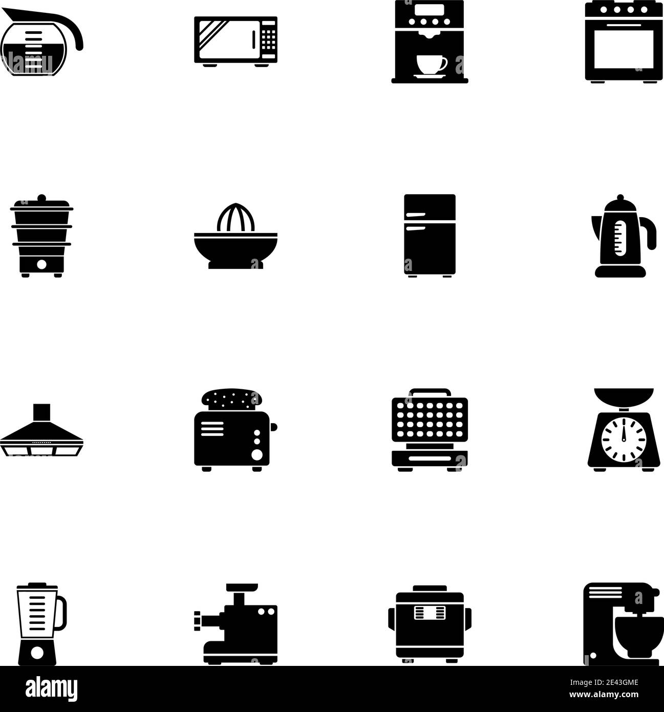 Kitchen icon - Expand to any size - Change to any colour. Perfect Flat Vector Contains such Icons as toaster, microwave oven, grill stove, blender, co Stock Vector