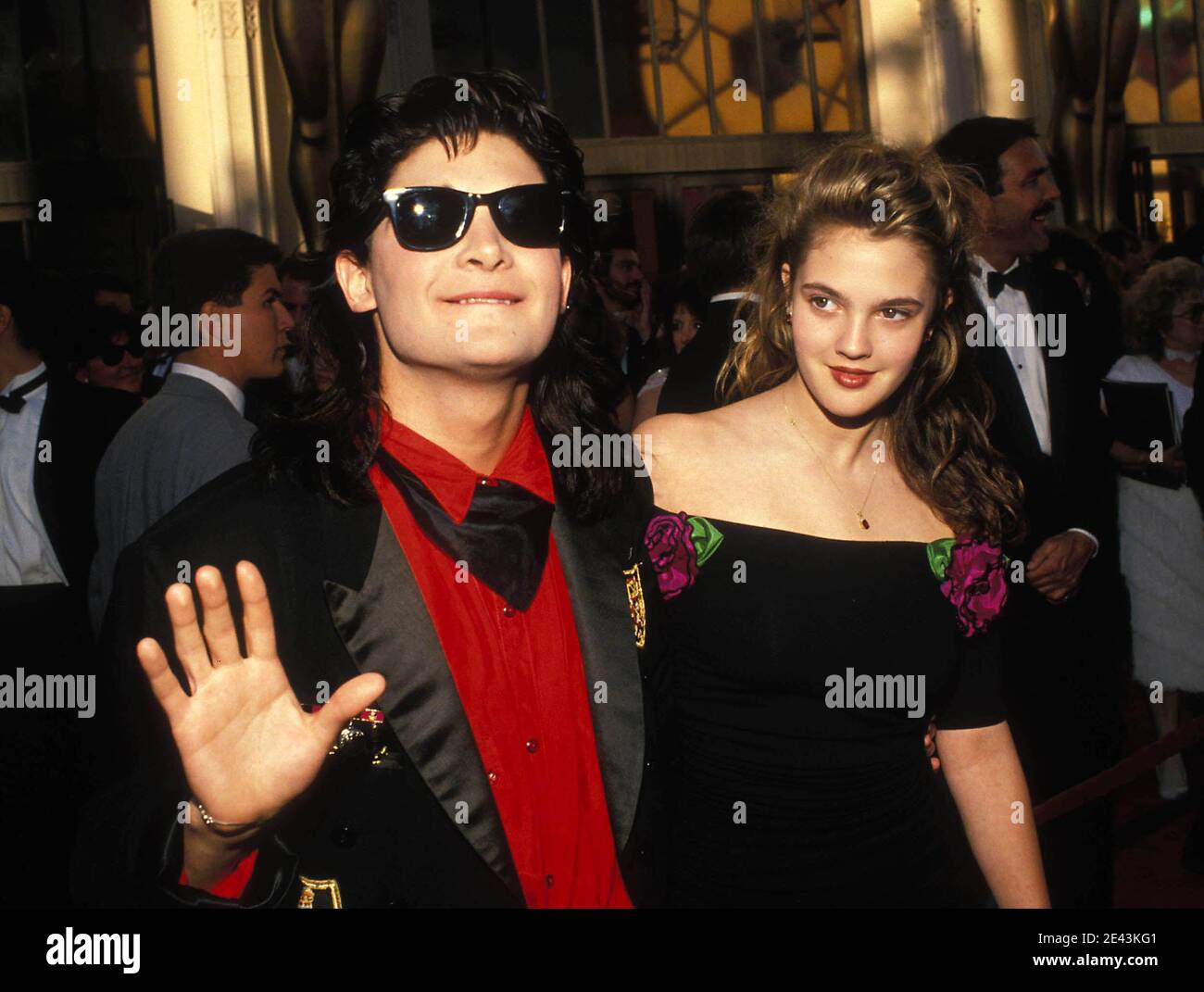 Corey Feldman And Drew Barrymore at the 1989 Academy Awards. Credit