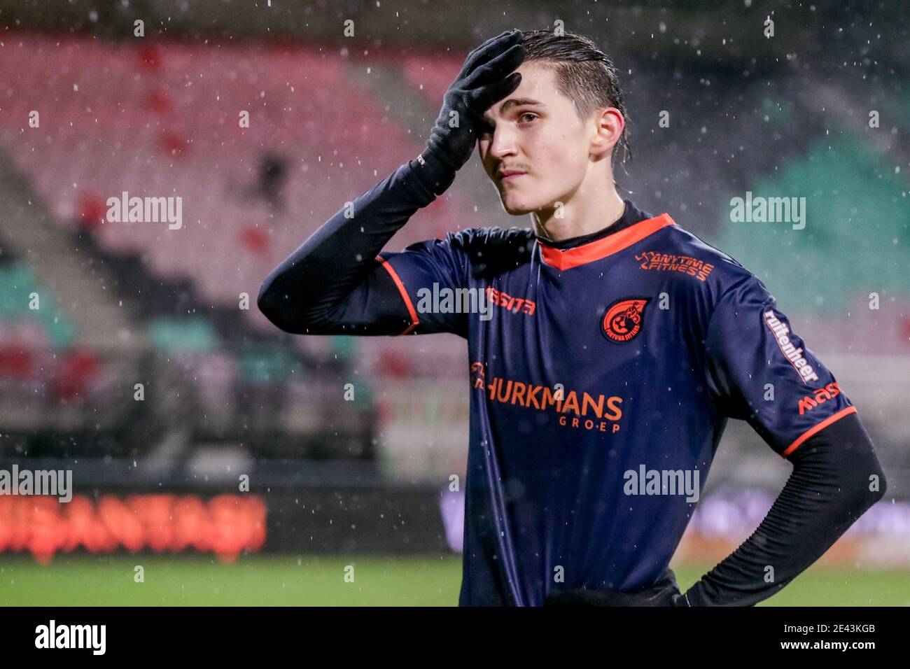 NIJMEGEN, NETHERLANDS - JANUARY 21: (L-R): Arian Kastrati of Fortuna  Sittard disappointed after defeat in extra time (3:2) during the Dutch KNVB  Cup m Stock Photo - Alamy