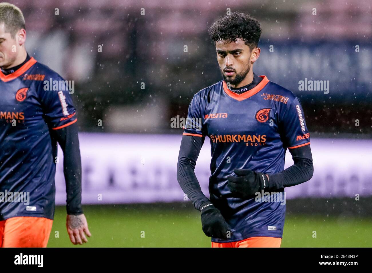 NIJMEGEN, NETHERLANDS - JANUARY 21: (L-R): Tesfaldet Tekie of Fortuna Sittard disappointed after defeat in extra time during the Dutch KNVB Cup match Stock Photo