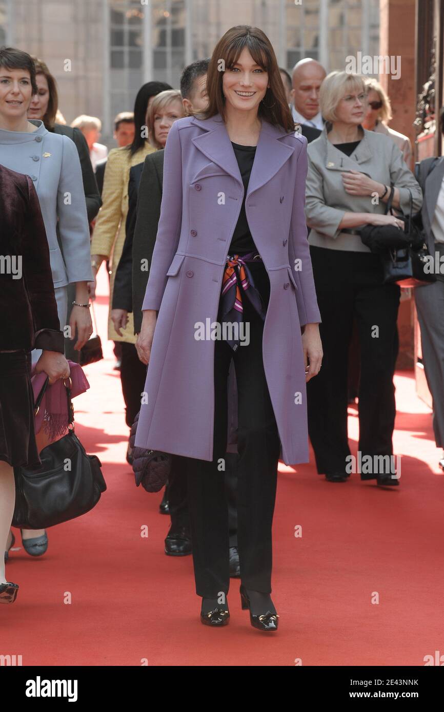 Carla Rohan French First Lady Carla Bruni-Sarkozy arrives at the Palais Rohan in ...