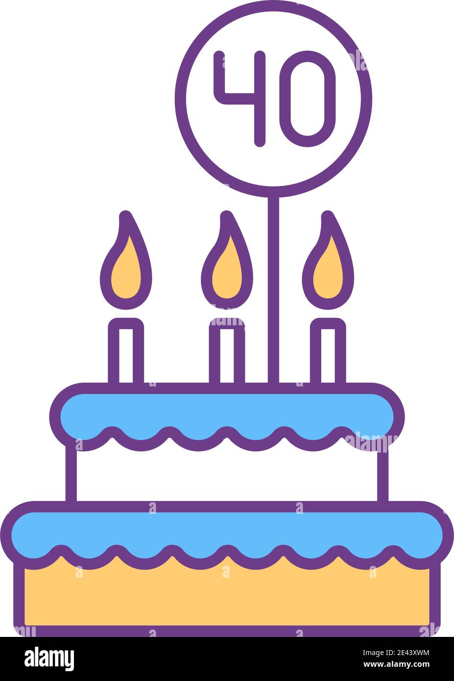 40 birthday cake RGB color icon Stock Vector Image & Art - Alamy