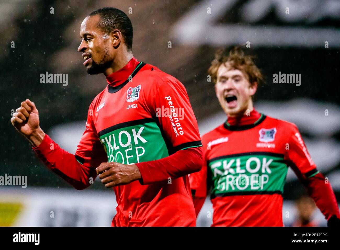 NIJMEGEN, NETHERLANDS - JANUARY 21: (L-R): Thomas Beekman of NEC  celebrating goal (3:1) shot during extra time during the Dutch KNVB Cup  match between Stock Photo - Alamy