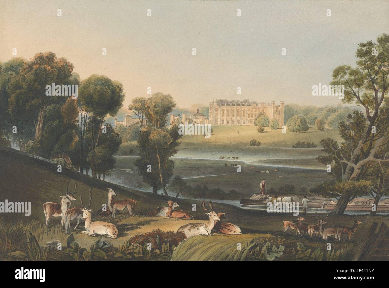 Robert Havell, 1769â€“1832, British, Cassiobury, Herfordshire, The Seat of the Earl of Essex, 1816. later state, 1837 edition: colored by hand. Stock Photo