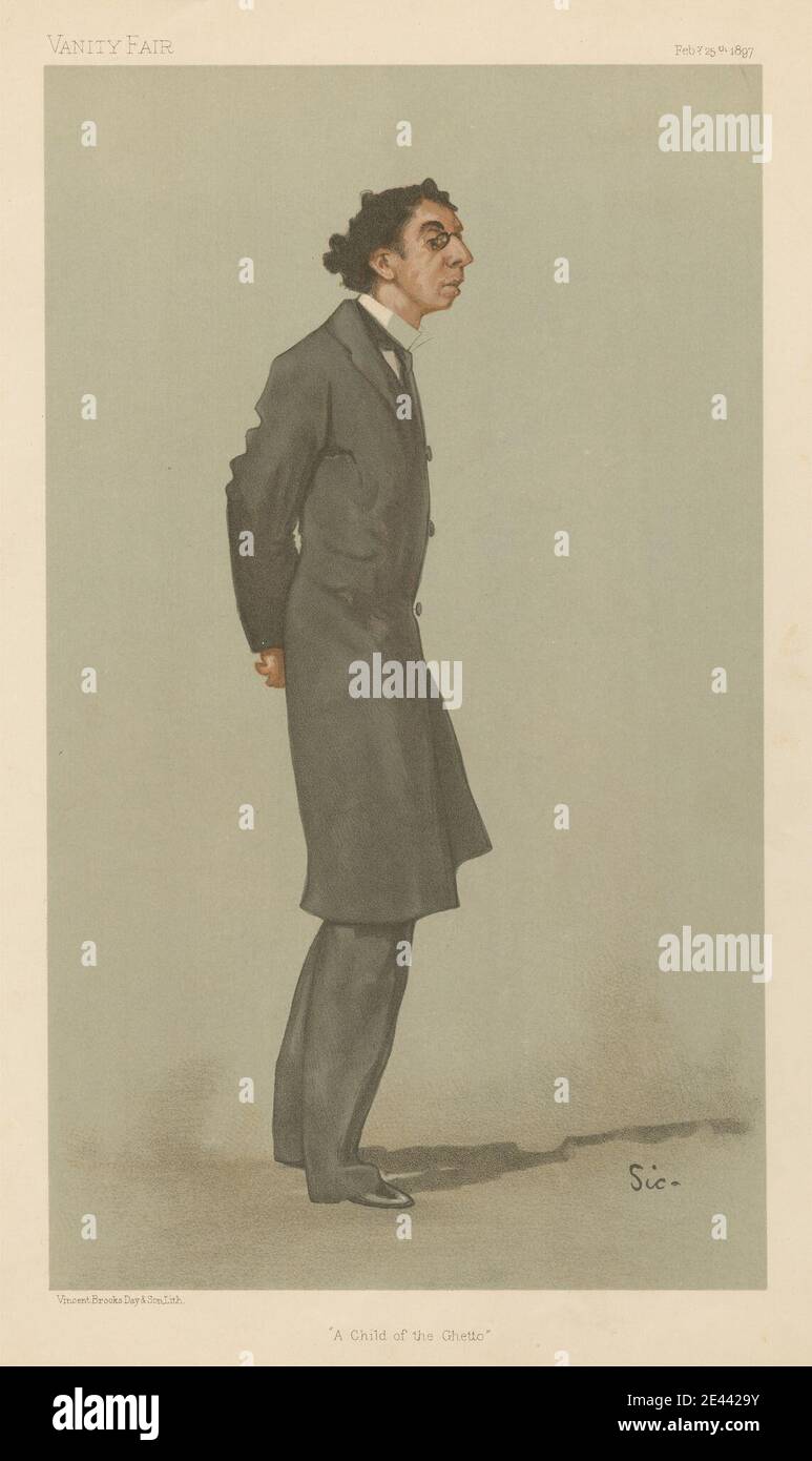 Walter Richard Sickert, 1860â€“1942, British, born in Germany, Vanity Fair: Literary; 'A Child of the Ghetto', Mr. Israel Zangwill, February 25, 1897, 1897. Chromolithograph. Stock Photo