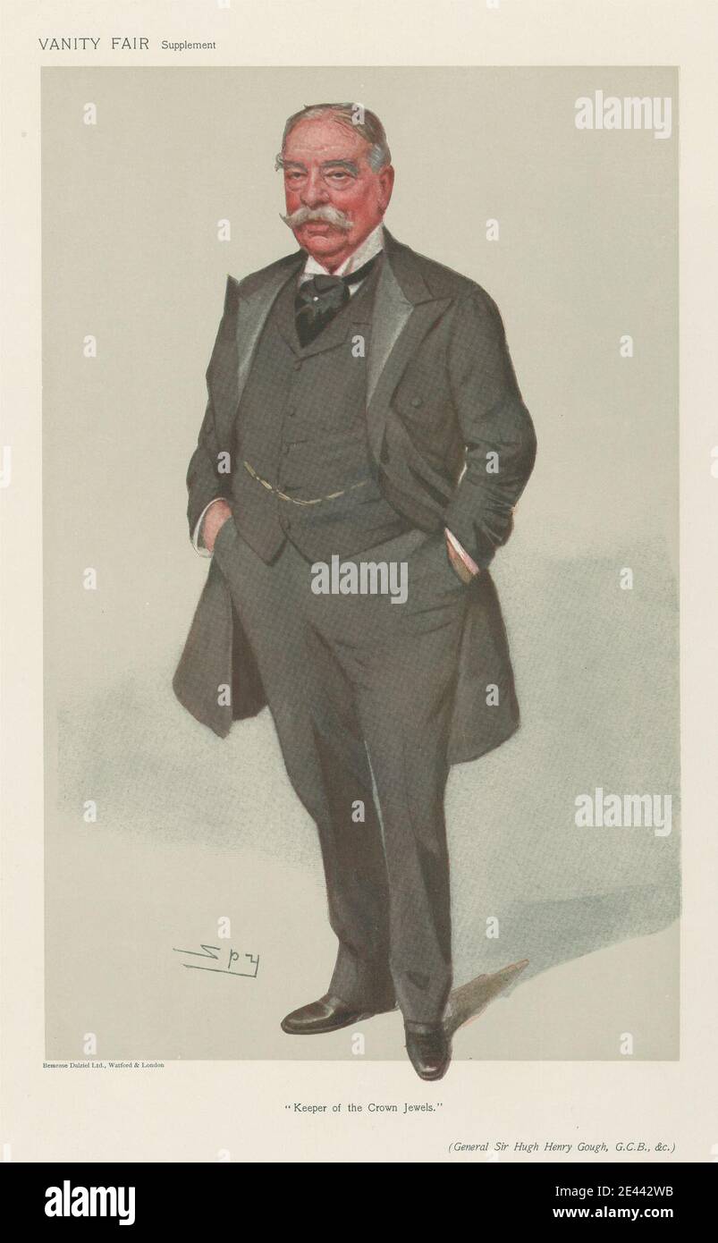 Leslie Matthew 'Spy' Ward, 1851â€“1922, British, Vanity Fair: Military and Navy; 'Keeper of the Crown Jewels', General Sir Hugh Henry Gough, February 15, 1906, 1906. Chromolithograph. Stock Photo