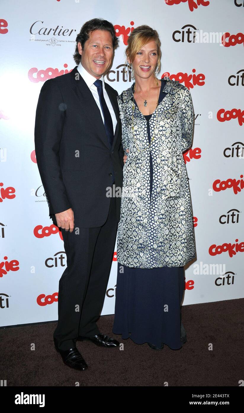 Actress Uma Thurman and boyfriend Arpad Busson attend Cookie magazine's 3rd annual Smart Cookie Awards held at Frederick P. Rose Hall at Jazz at Lincoln Center in New York City, USA on April 20, 2009. Photo by Gregorio Binuya/ABACAPRESS.COM Stock Photo