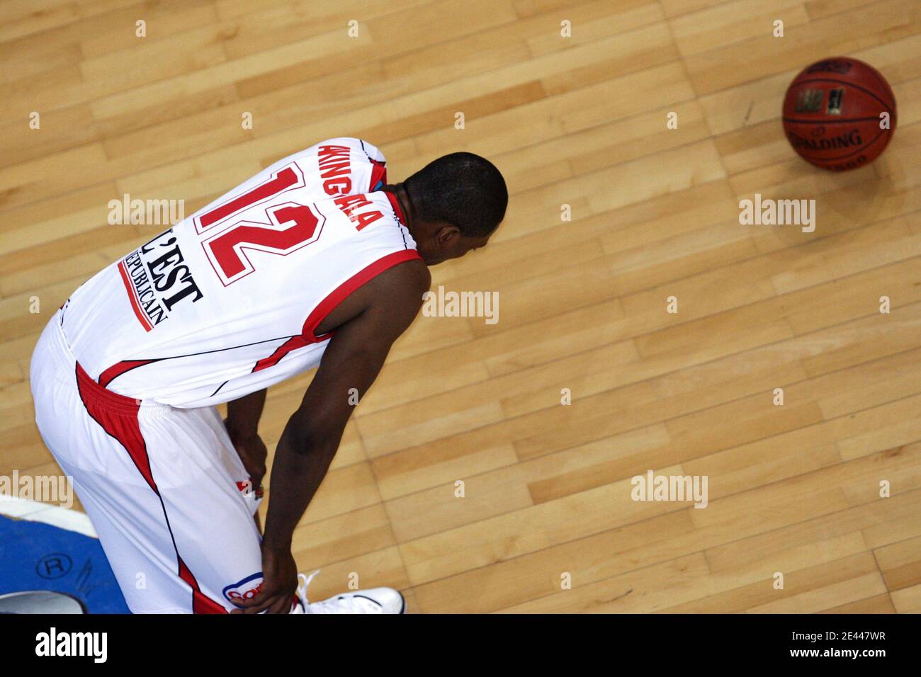 Nancy's Akin Akingbala during the French Pro A basketball match, SLUC Nancy vs MSB Le Mans at Jean Weille Hall in Nancy, France on on April 24, 2009. Photo by Mathieu Cugnot/ABACAPRESS.COM Stock Photo