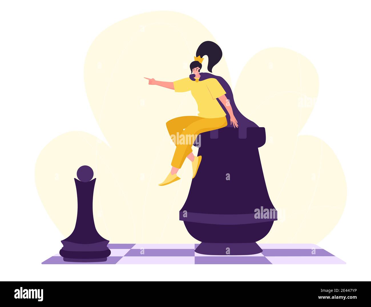 Chess game. Trendy flat illustration. People play chess.Teamwork and ...