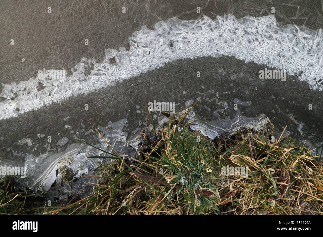 Frozen trench shown from the bird's eye view Stock Photo