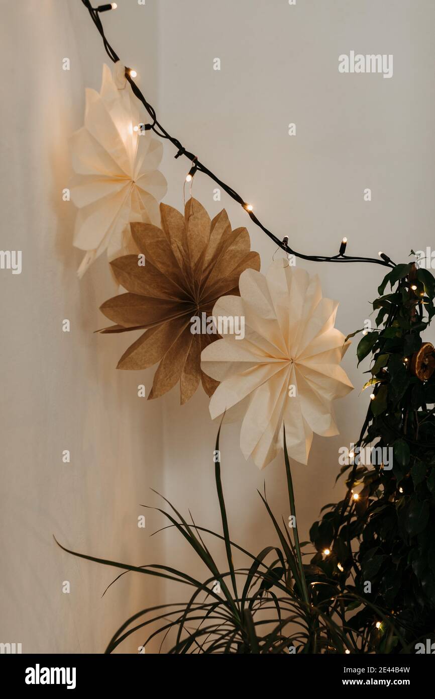 White flower paper hanging from the ceiling Stock Video Footage by  ©nalinrat #162217912