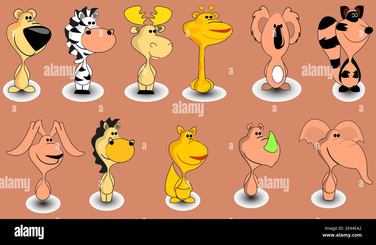 cute colorfull animals design art vector Stock Vector