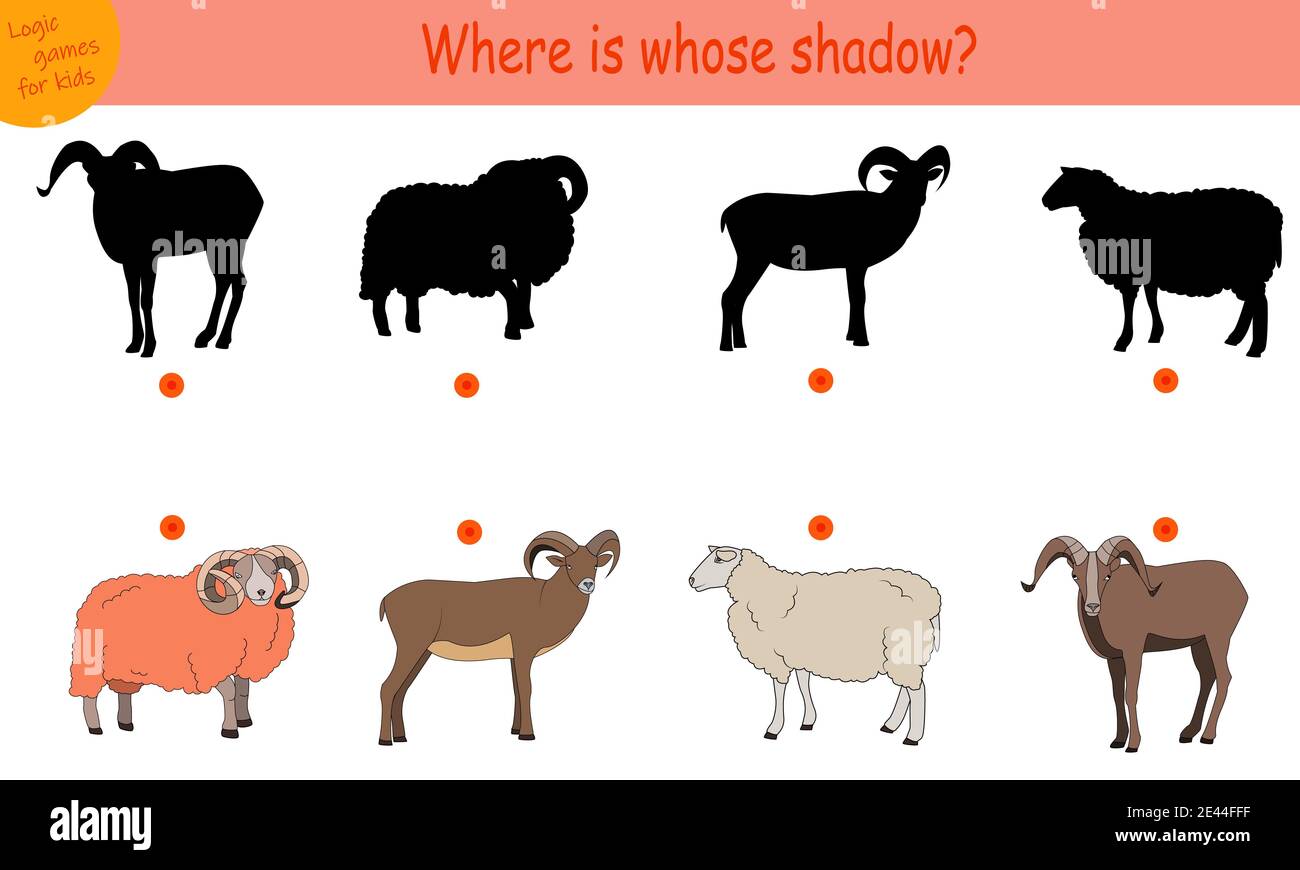 find the right shadow. sheep ram mountain goat Stock Vector Image & Art -  Alamy