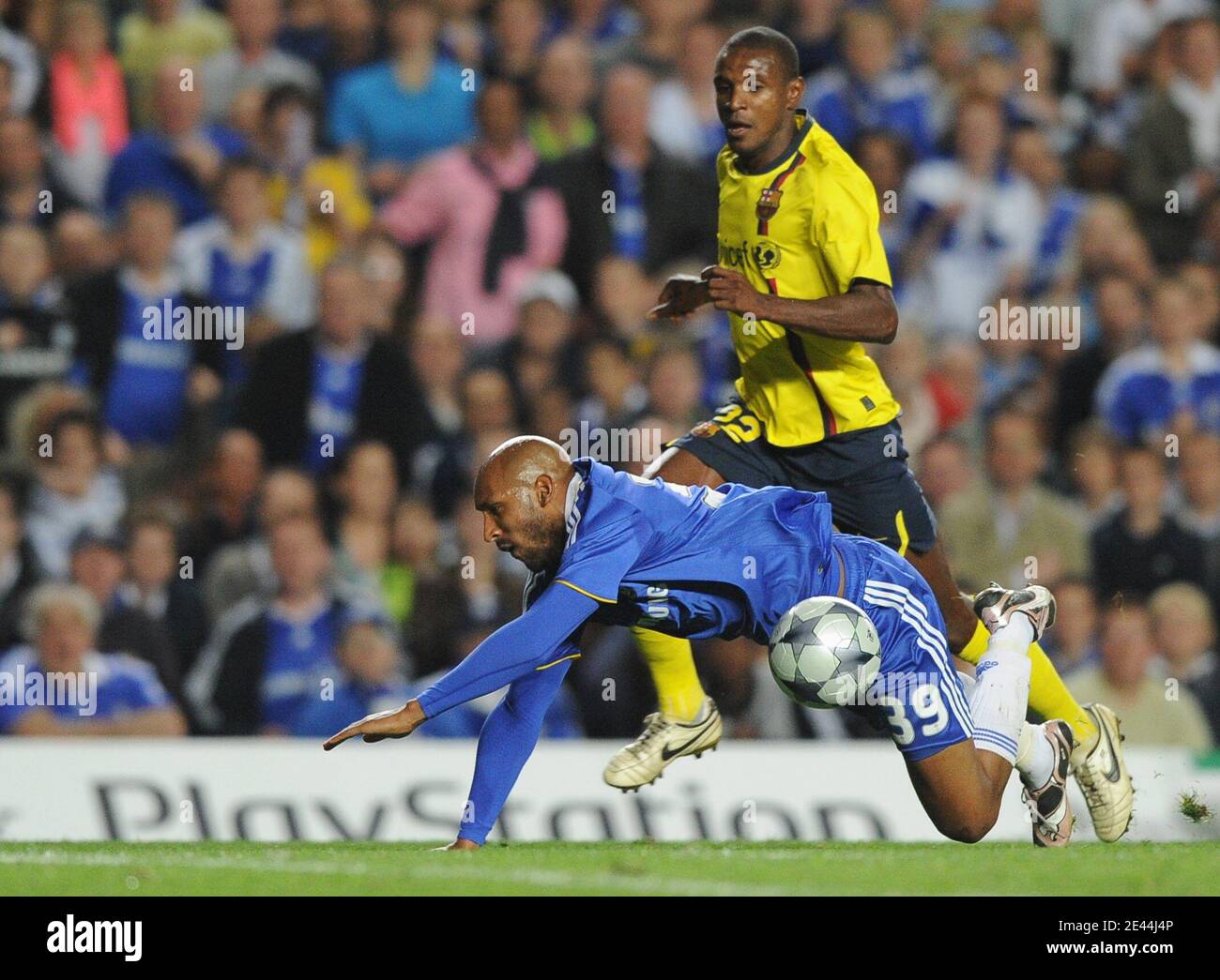 Barcelona's Eric Abidal and Chelsea's Nicolas Anelka during the UEFA Champions  League soccer match, Semi Final, Second Leg, Chelsea vs Barcelona at the  Stamford Bridge stadium in London, UK on May 6,