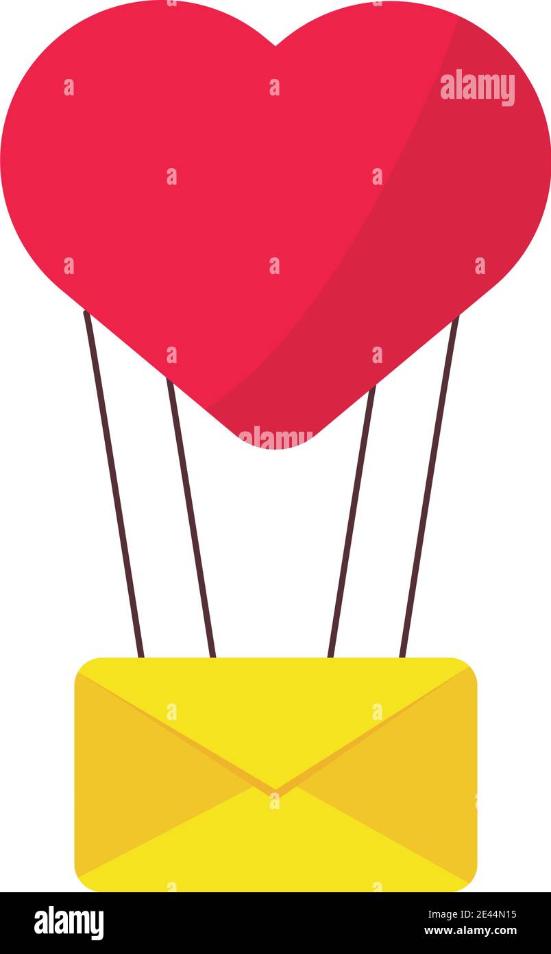 balloon air hot with heart love and envelope valentines day icon vector ...