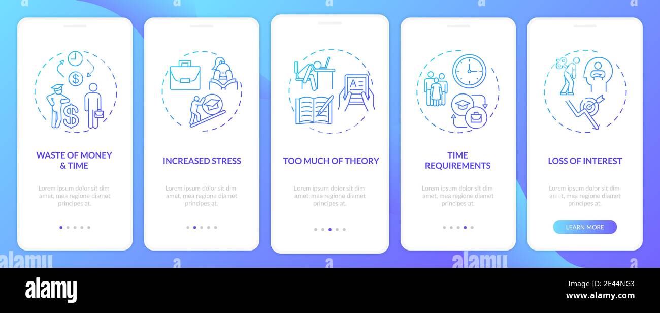 Employee training disadvantages onboarding mobile app page screen with ...