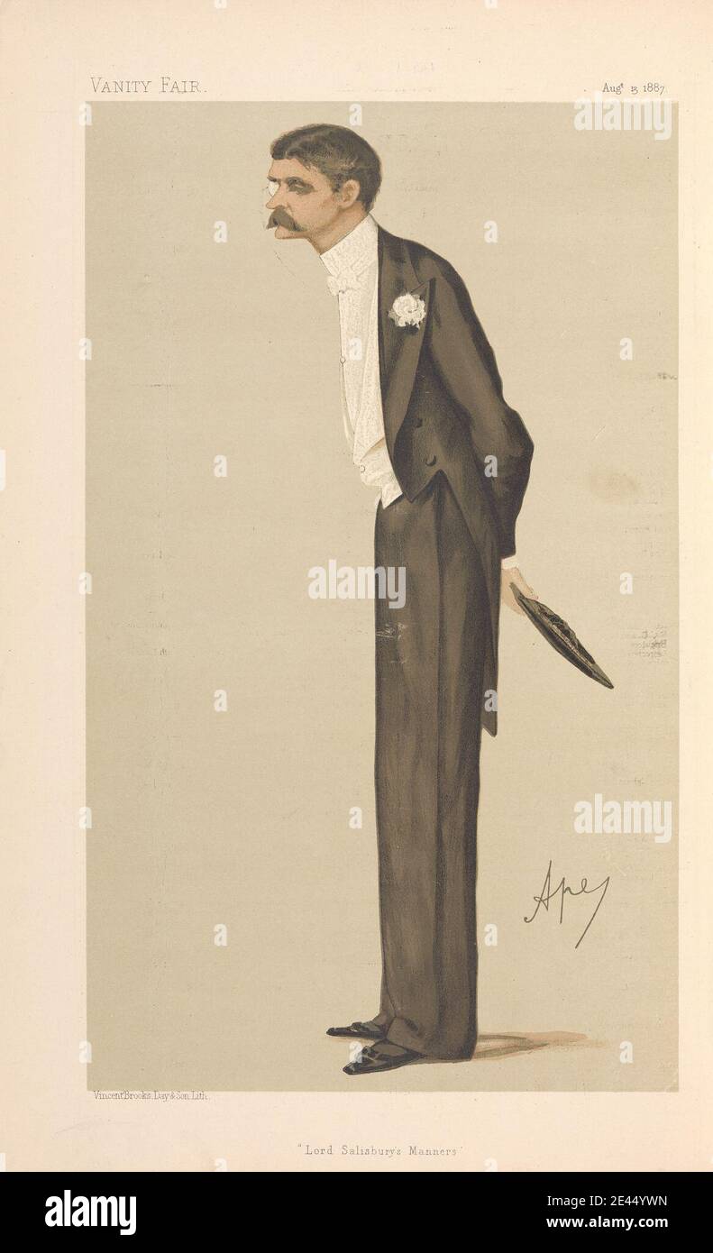 Carlo Pellegrini, 1839â€“1889, Italian, Politicians - Vanity Fair. 'Lord Salisbury's Manners.' Mr. Henry John Brinsley Manners. 13 August 1887, 1887. Chromolithograph. Stock Photo