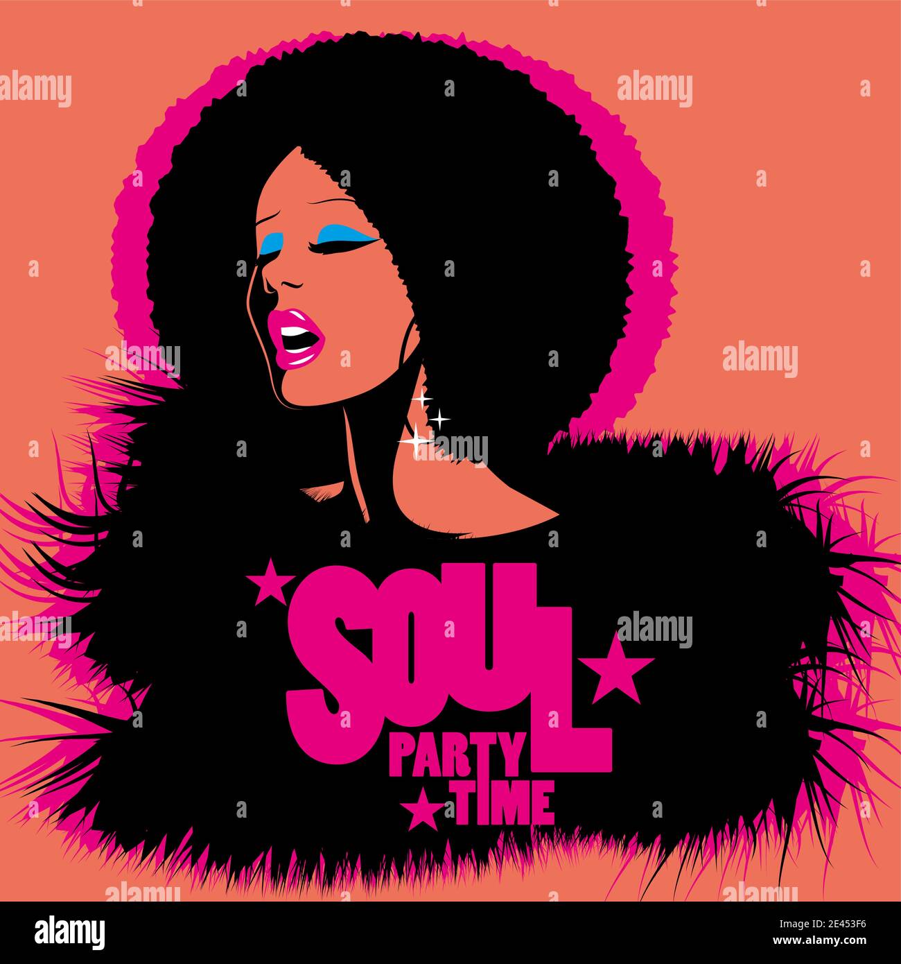 Soul Party Time. Soul, funk, jazz or disco music poster. Beautiful African  American woman singing Stock Vector Image & Art - Alamy