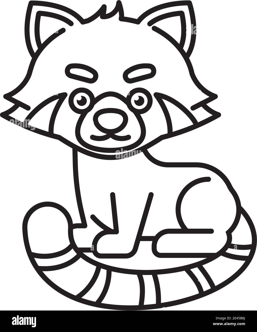 Cute red panda cartoon character vector line icon for Red Panda Day on