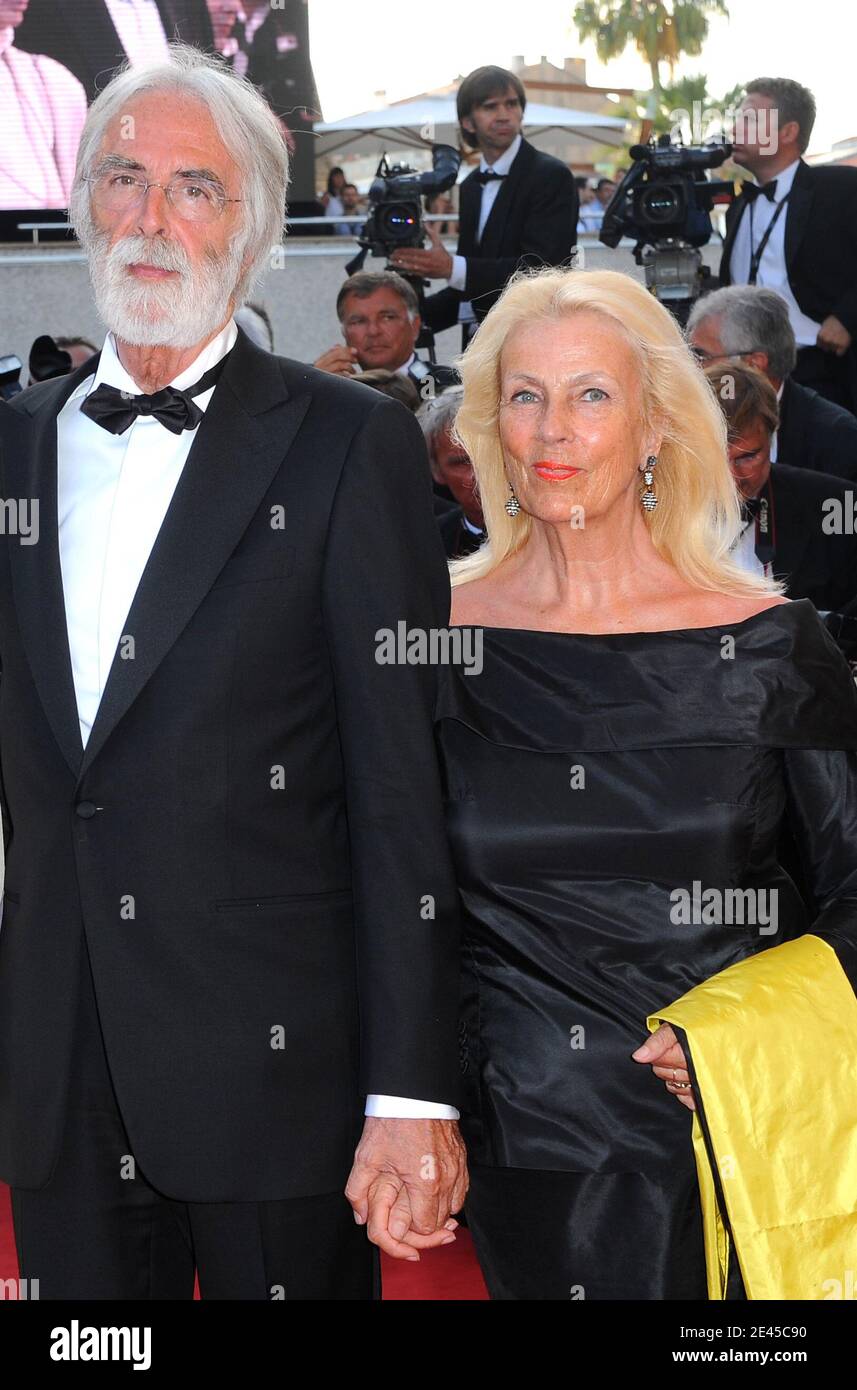 Michael Haneke and his wife arriving for the screening of 'Coco Chanel & Igor Stravinsky' presented hors competition and closing ceremony of the 62nd Cannes Film festival held at the Palais des Festivals in Cannes, France on May, 24 2009. Photo by Nebinger-Orban/ABACAPRESS.COM Stock Photo