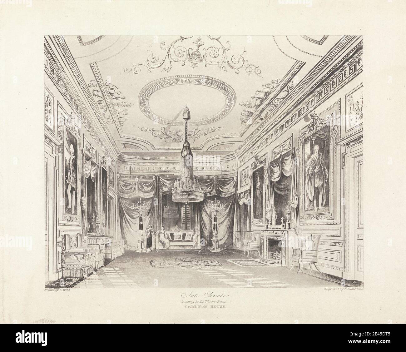 Thomas Sutherland, ca. 1785â€“1838, British, Ante Chamber Leading to the Throne Room, Carlton House. Aquatint. Stock Photo