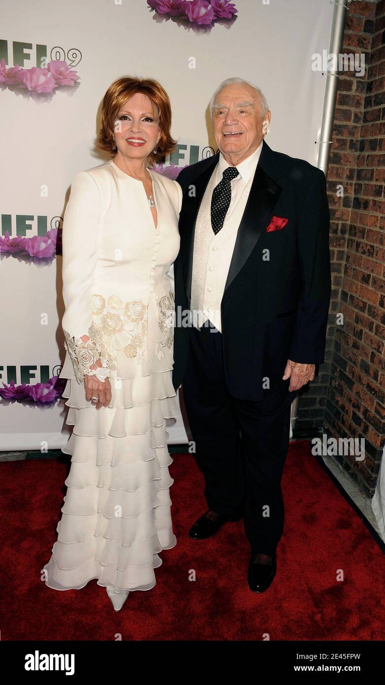 Tova Borgnine, Ernest Borgnine wearing Hugo Boss during the 37th annual  FiFi awards, honoring those in the fragrance industry, held at the New York  Lexington Avenue Armory in New York City, USA